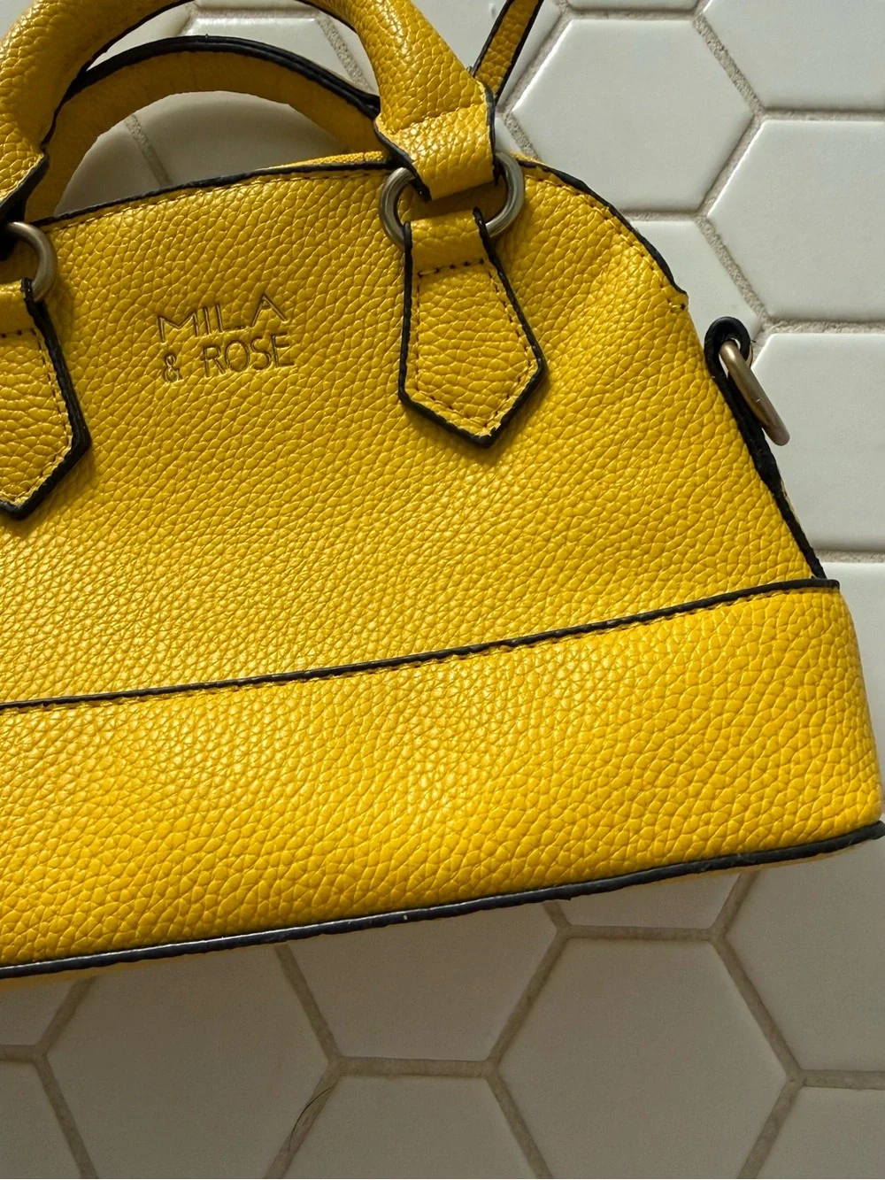 Yellow Pebbled Dome Satchel